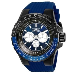 Invicta Aviator Men's Chronograph Watch-33037, 50mm Steel Black Case, Blue Band